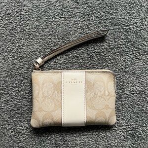 Coach Beige and Cream Wristlet